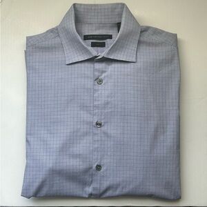 John Varvatos Light Blue Checkered Button Up Dress Shirt -